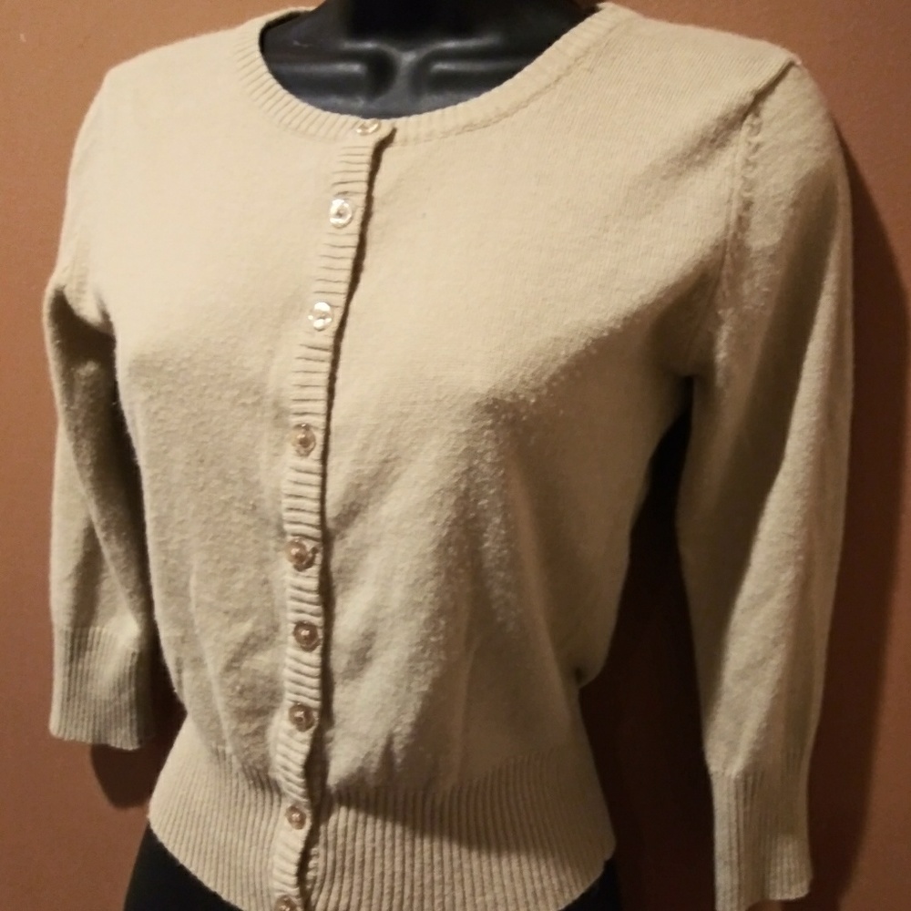 Active Basic Tan Button Up Sweater Size Medium - image 3